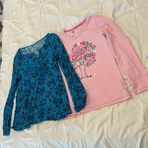 Lot of 2 Girls Long Sleeve Casual Top Size 8 Justice Blouse & Carhartt T-Shirt